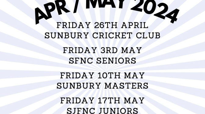 SCC Social Club Raffle – 26th April = this Friday!